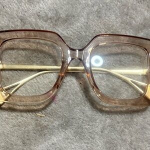 Square Oversized Glasses with Gold Arms